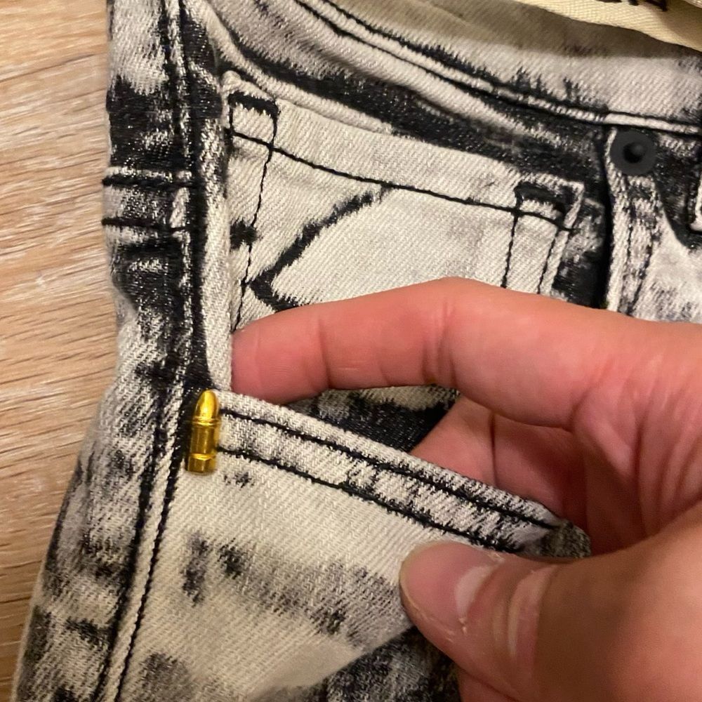 Golden Denim 32 Distressed Acid Wash Moto Jorts Shorts Drawstring Streetwear - Picture 3 of 6
